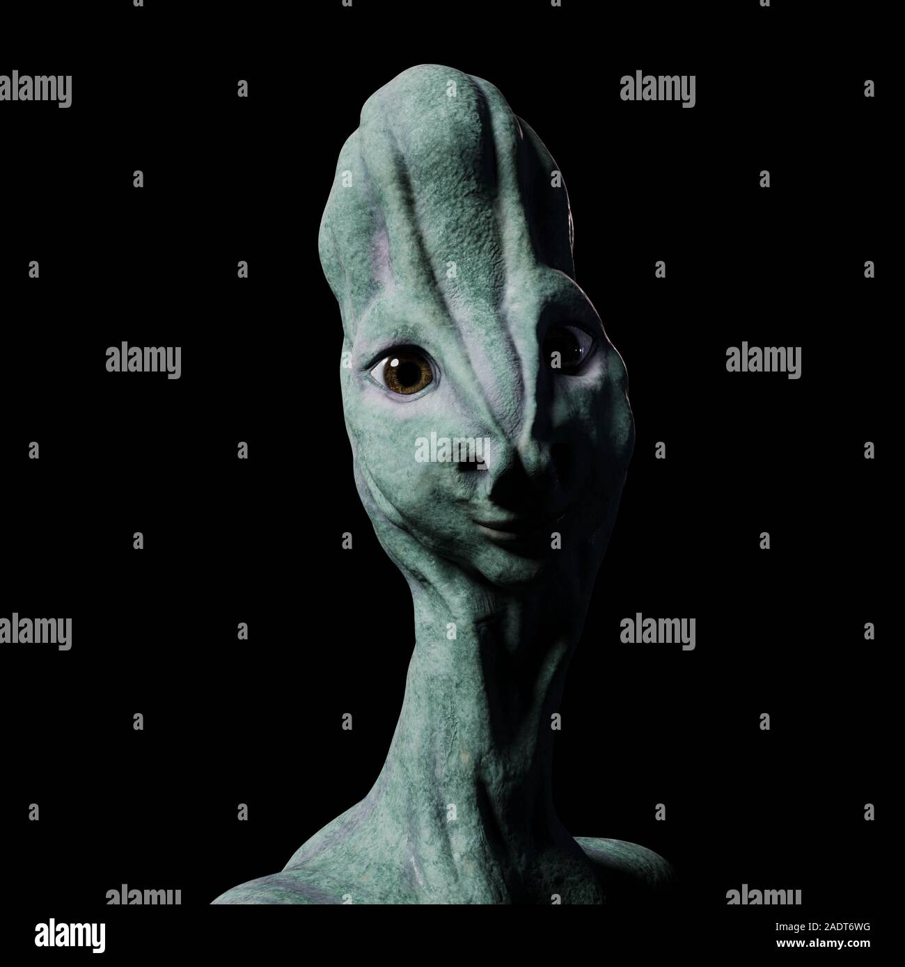 Alien portrait (3D-Darstellung auf schwarzem Hintergrund isoliert) Stockfoto
