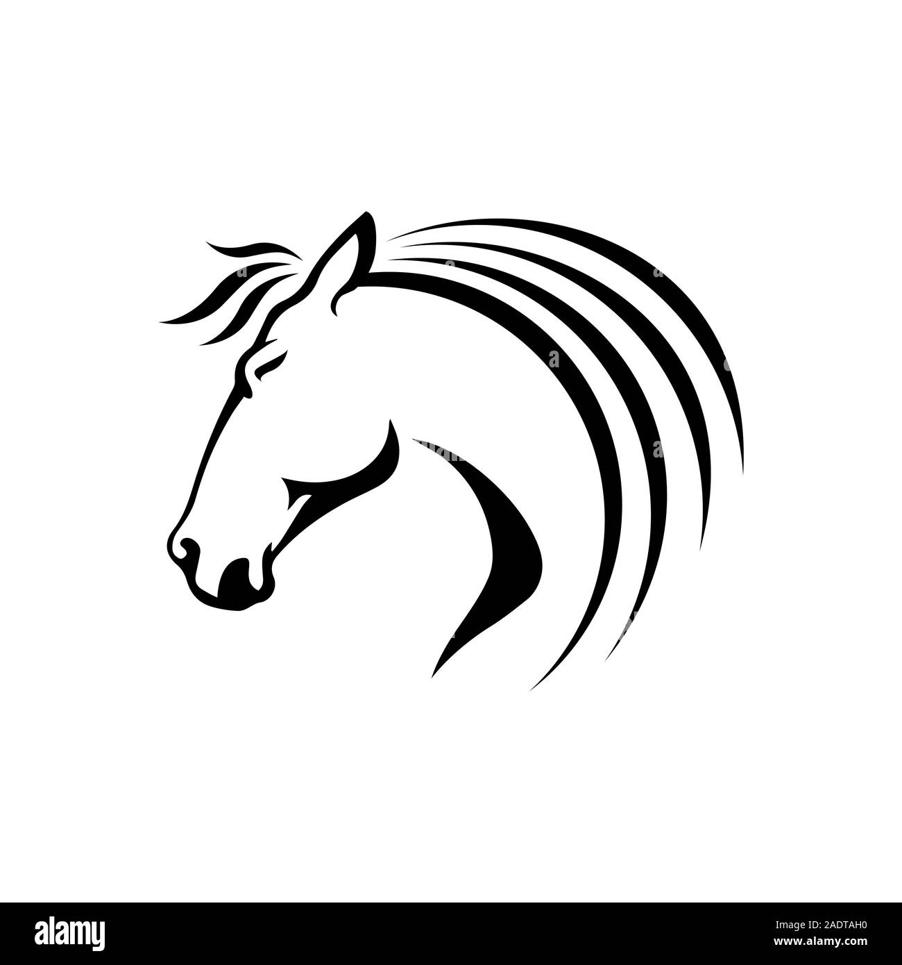 Schwarzer Hengst Pferd Kopf logo Vektor Symbol. Die silhoutte von Black Horse illustration Design Stock Vektor