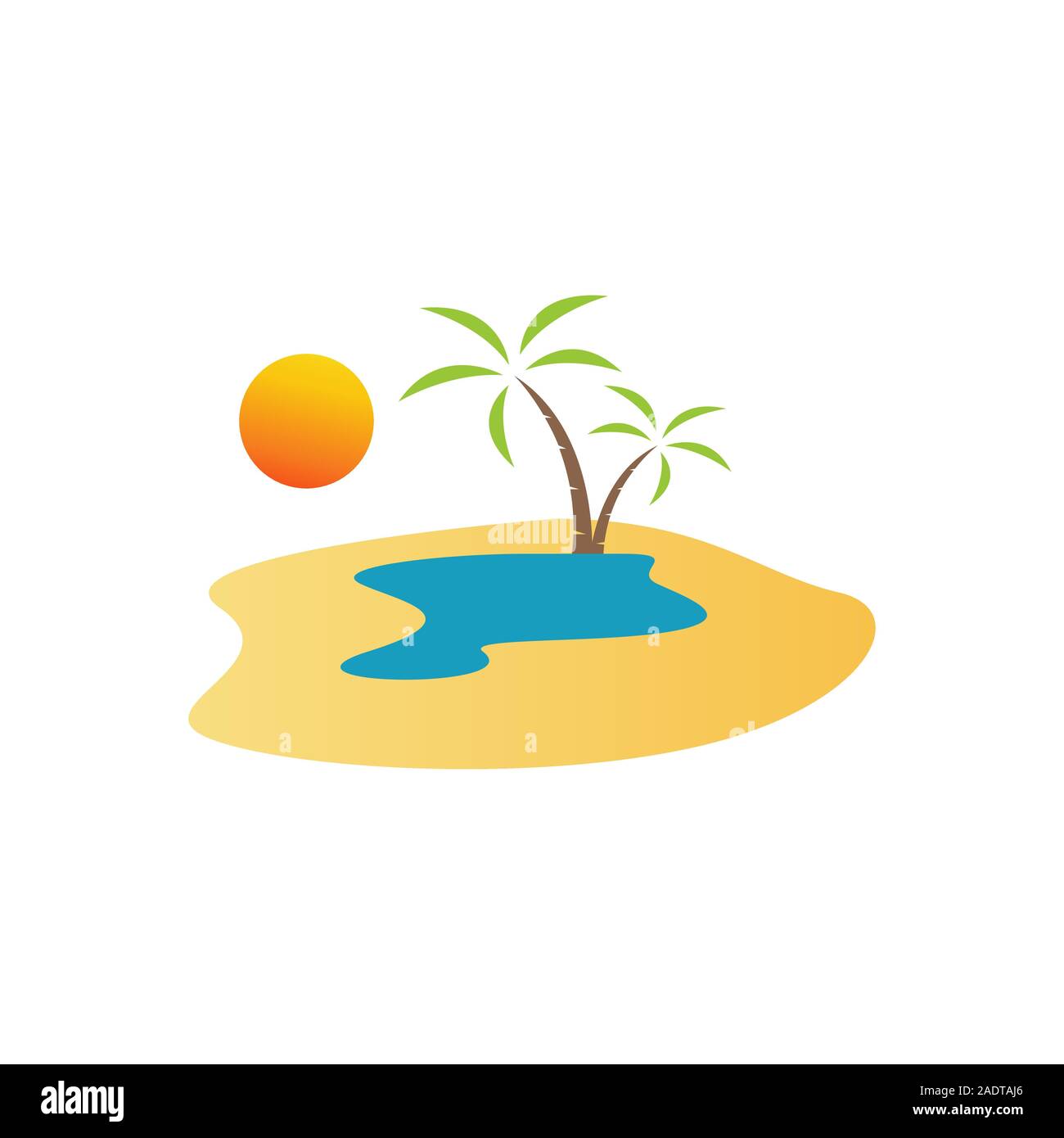Oasis Logo Design Vector Illustration. Wasser mitten in der Wüste Konzept Stock Vektor