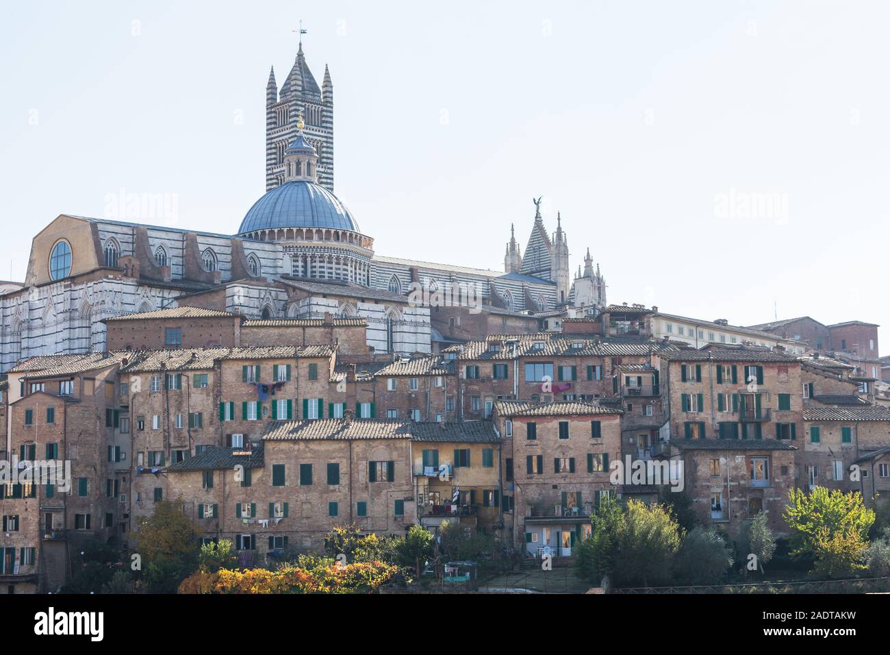 Siena Italien, mit Blick auf den Dom und die umliegenden Gebäude in der Skyline der Stadt Siena in der Toskana, Italien. Stockfoto