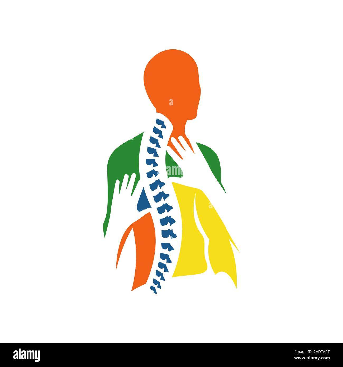 Schöpferischen menschlichen Wirbelsäule Chiropraktik Physiotherapie Logo Design. medizinischen Vorlage Stock Vektor