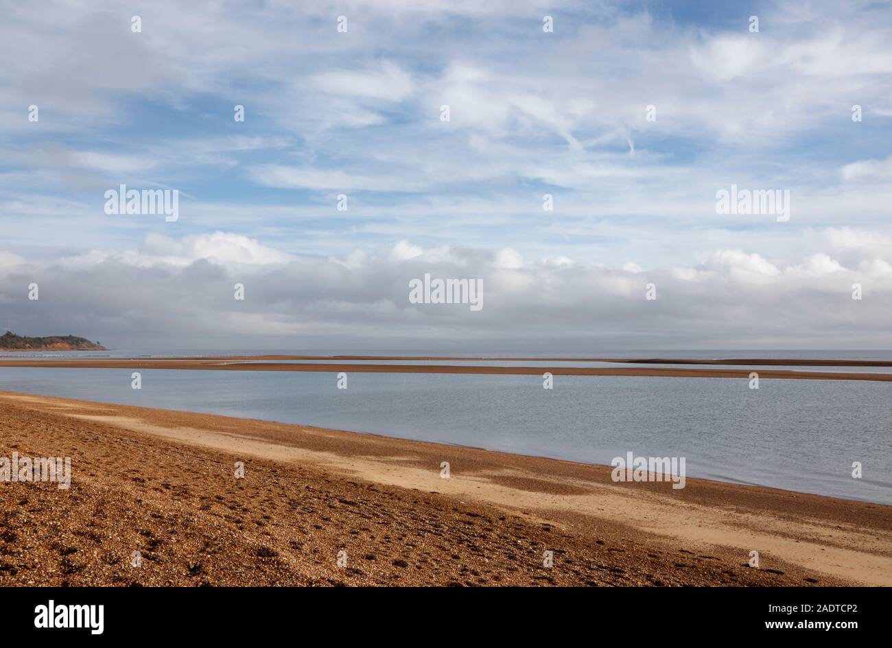 Blick über die Anhöhen zu bawdsey von Felixstowe Ferry, Suffolk, England, Großbritannien Stockfoto