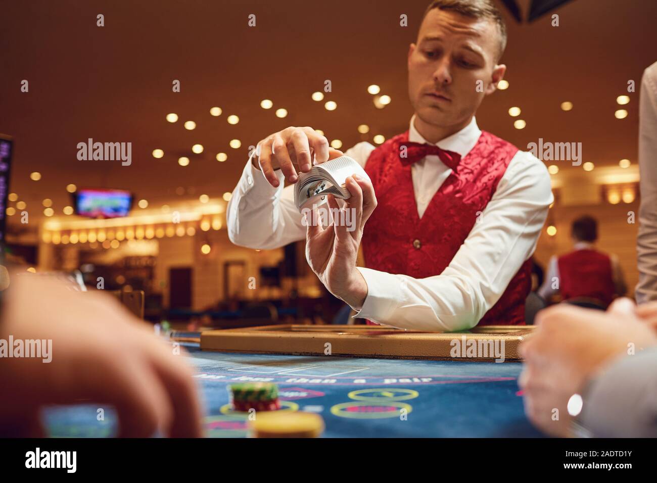 Casino wetten Glücksspiel Poker Roulette Konzept. Stockfoto