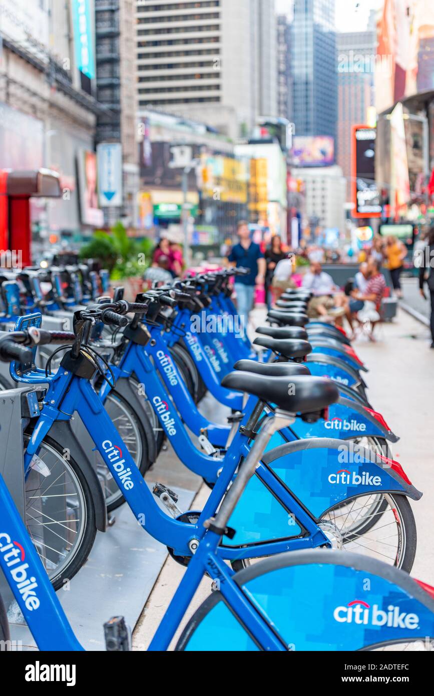 Bikes ist das Fahrradsystem von New York City. Fahrradverleih in New York City Stockfoto