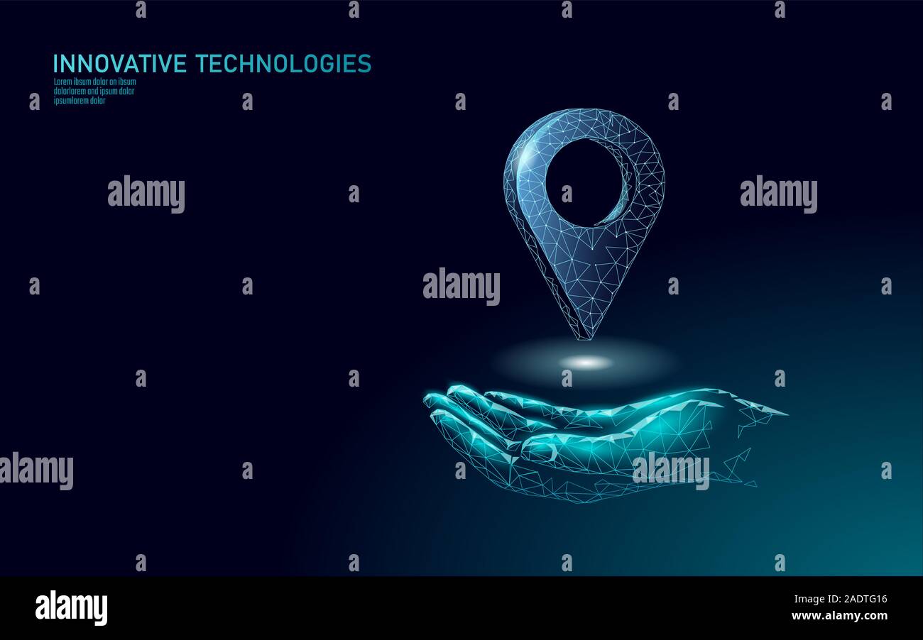 3D-Karte Lage business Symbol. Realistische Symbol polygonalen Lieferung weltweit Planet. Versand online shopping in Richtung City Adresse Position Stock Vektor