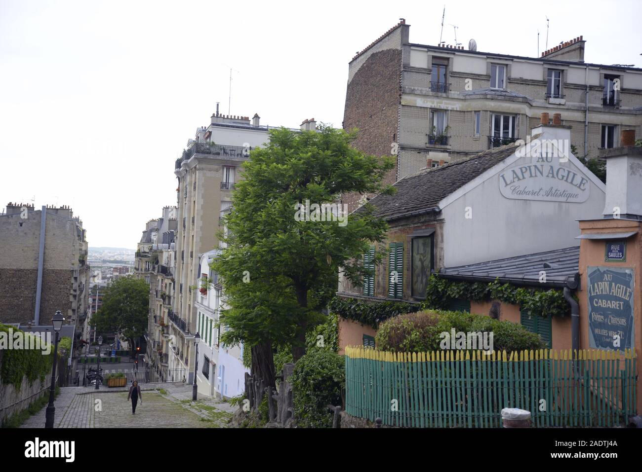 Paris: Blick nach unten vom Butte Montmartre, pasakdek Stockfoto