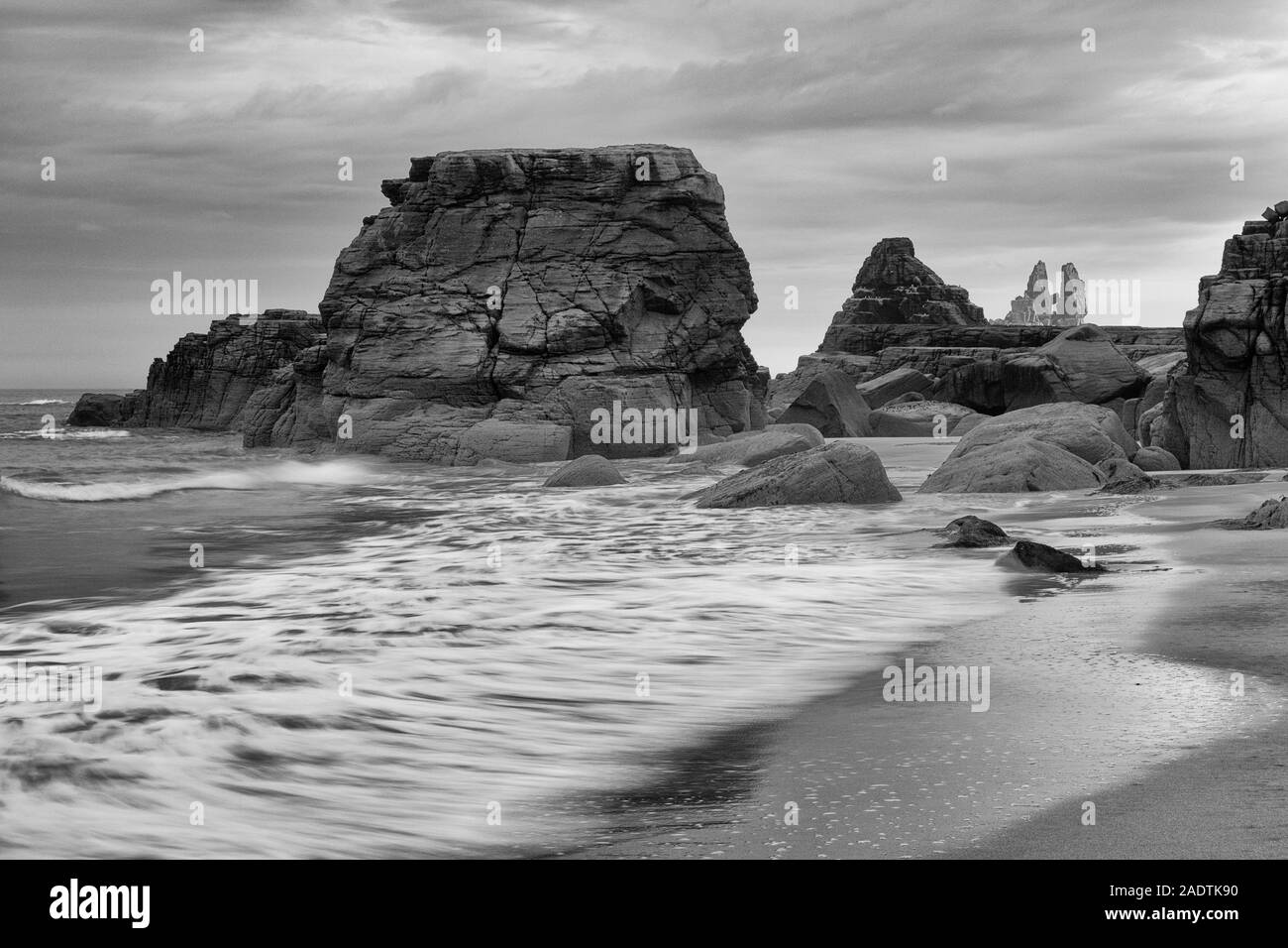 Kearvaig Strand in Schwarz und Weiß, Sutherland Stockfoto