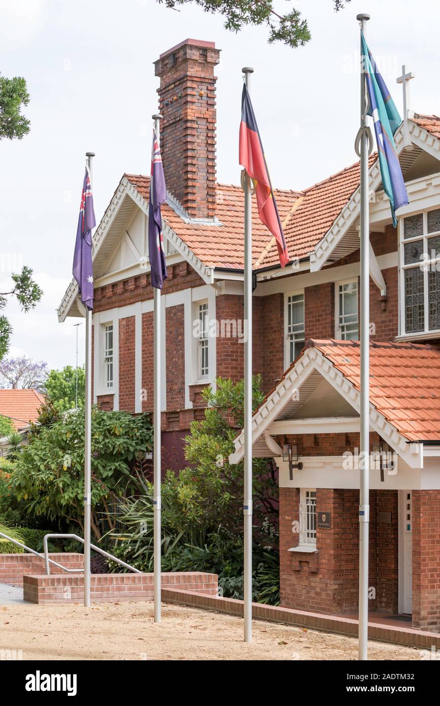 Rockleigh Grange, einer Föderation Queen Anne Stil home zu einem Politiker und jetzt der Sitz der Australian Catholic University in North Sydney Aust Stockfoto
