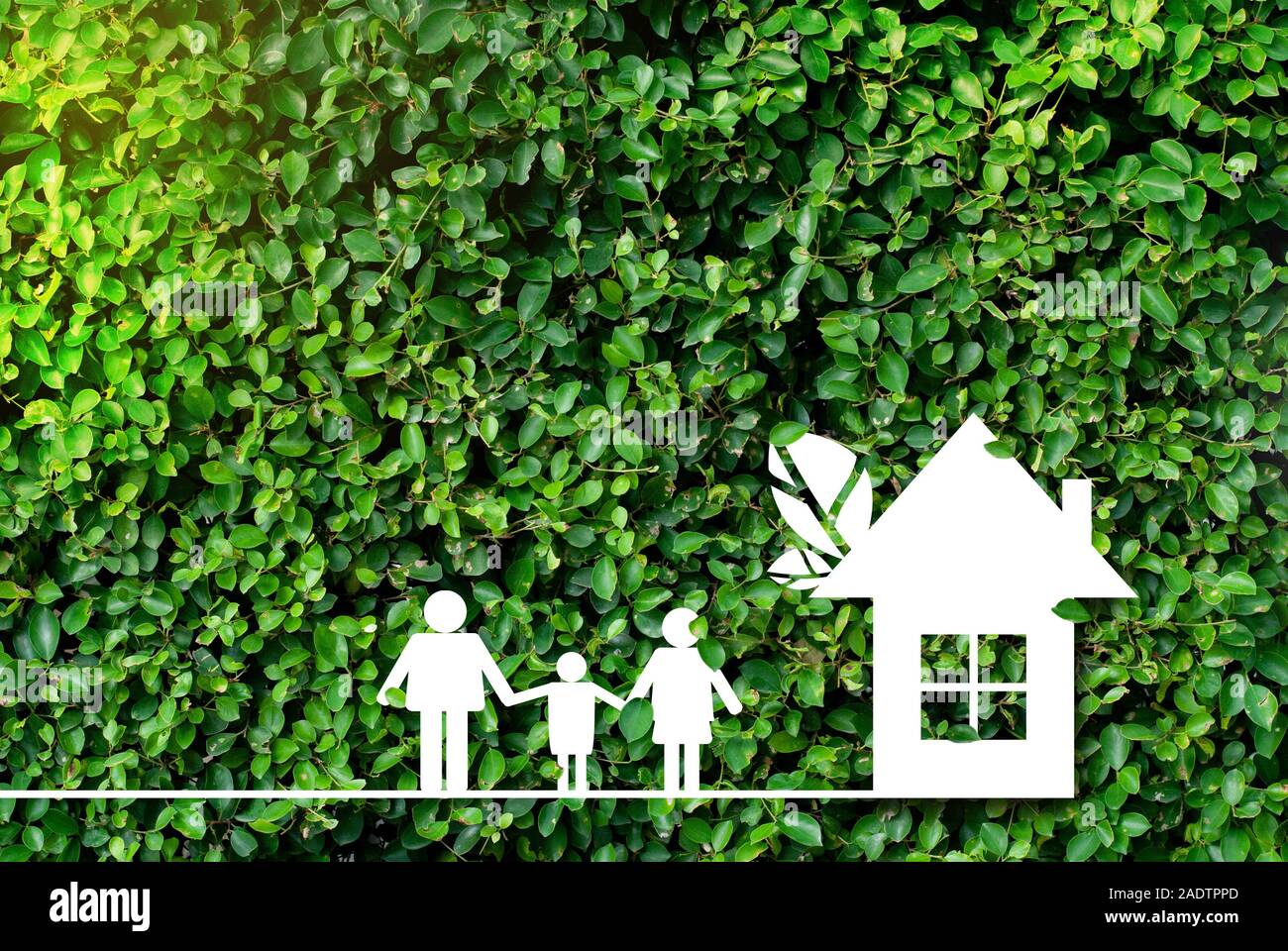 Home - natürlichen grünen Hintergrund - das Konzept der globalen Erwärmung und Geld sparen Stockfoto