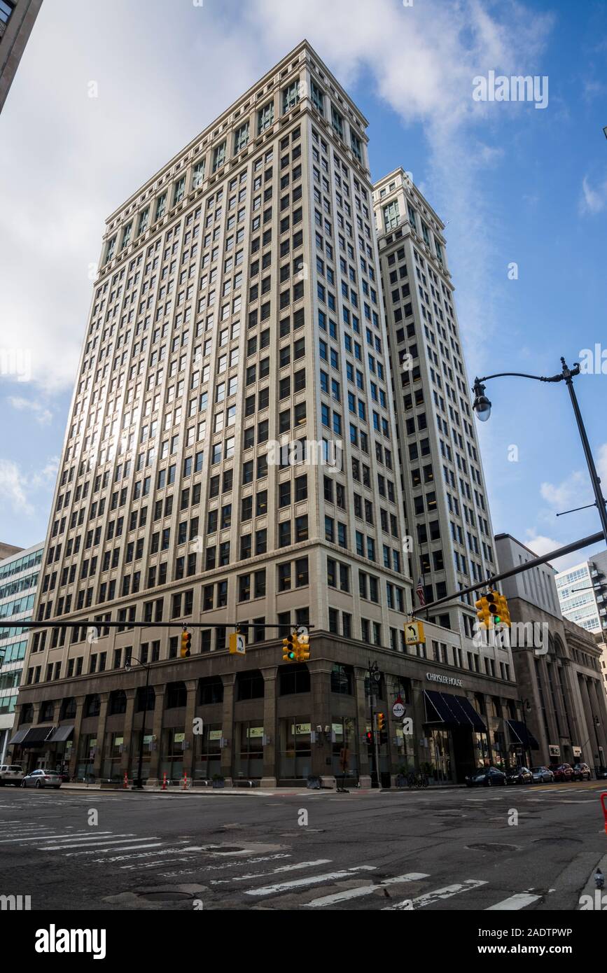 Chrysler Haus, Bürogebäude in Detroit Financial District, in der Neo-klassischen Stil von Daniel Burnham, Detroit, Michigan, USA Stockfoto