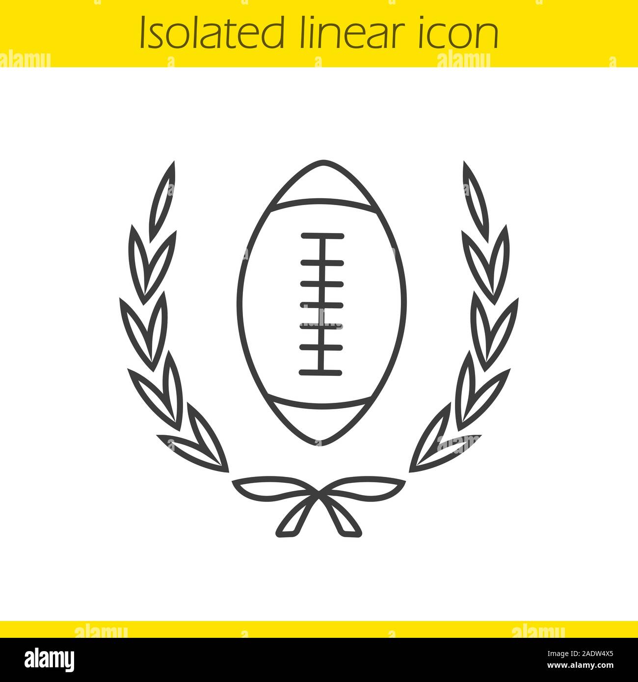 American football Meisterschaft lineare Symbol. Dünne Linie Abbildung. American football Ball im Lorbeerkranz. Kontur Symbol. Vektor isoliert Umriss d Stock Vektor
