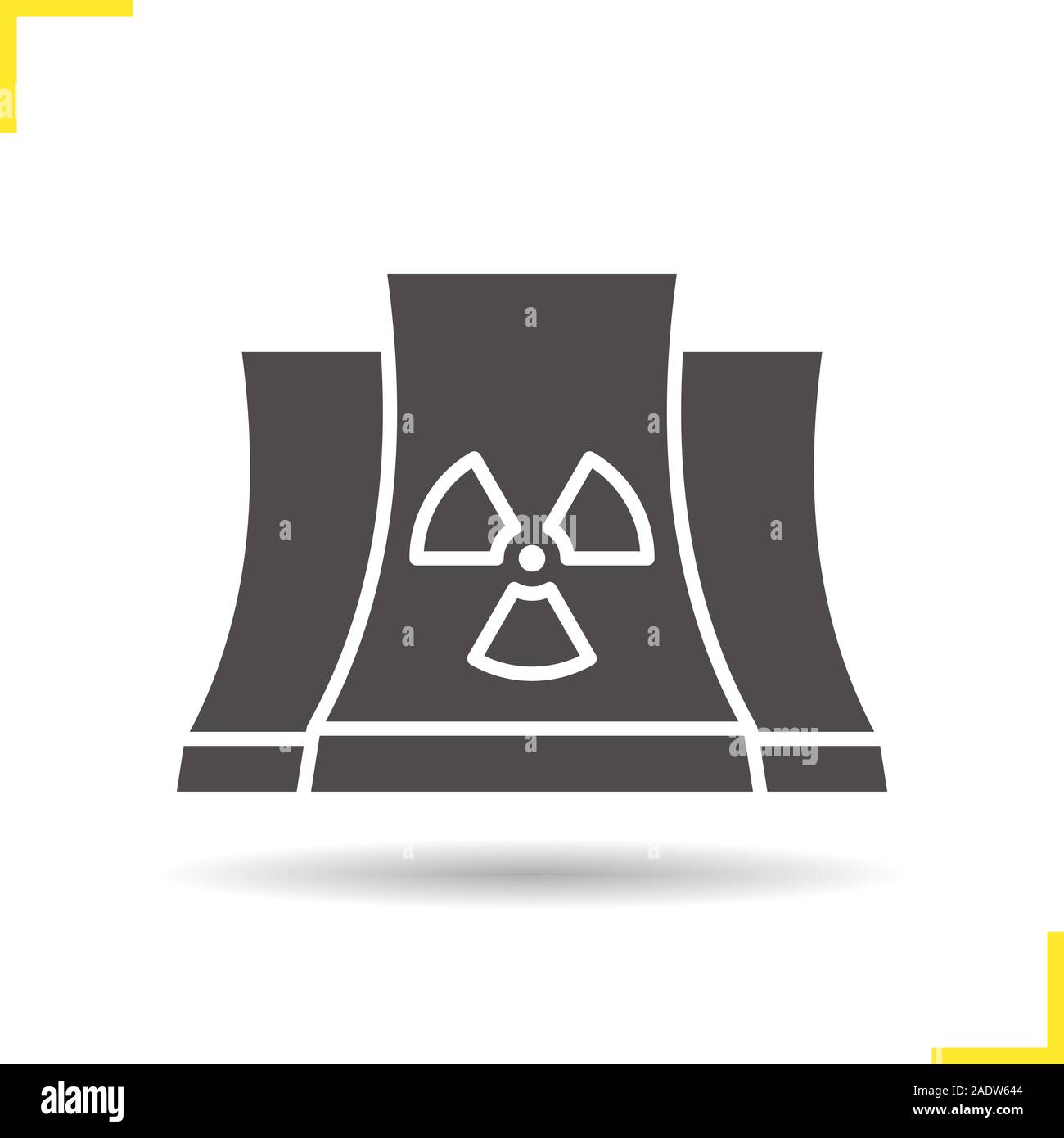 Atomkraftwerk glyph Icon. Schatten silhouette Symbol. Strahlung. Negativer Platz. Vektor isoliert Abbildung Stock Vektor