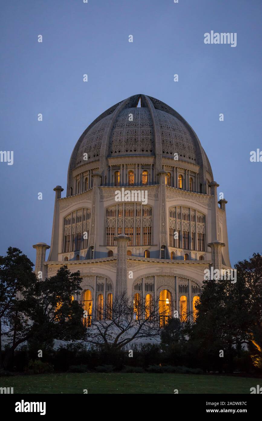 Baha'i-Haus der Andacht, ist ein Tempel, in Wilmette, Evanston, in der Gegend von Chicago, Illinois, USA Stockfoto