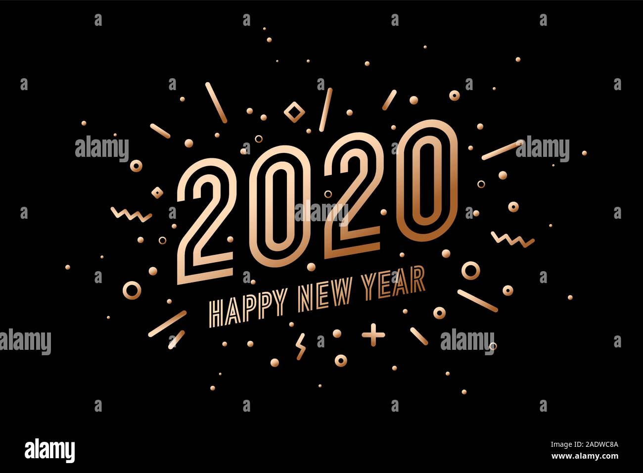 2020, Frohes neues Jahr. Wunschkarte Frohes Neues Jahr 2020 Stock Vektor