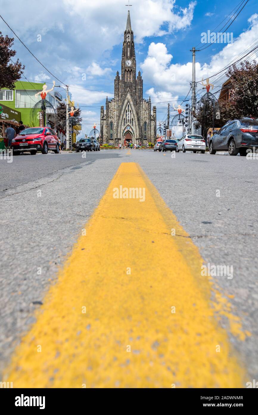 Steinkathedrale in der Stadt Canela im Süden Brasiliens Stockfoto