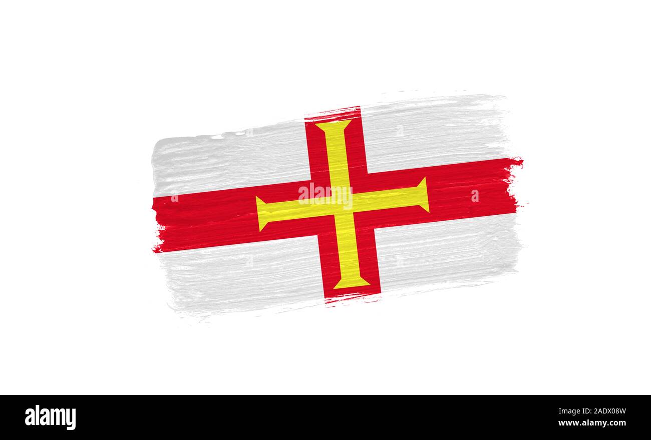 Gemalt Flagge Guernsey auf weißem Hintergrund Stockfoto