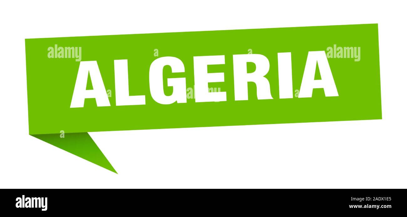 Algerien Aufkleber. Grüne Algerien Wegweiser Zeiger Zeichen Stock Vektor