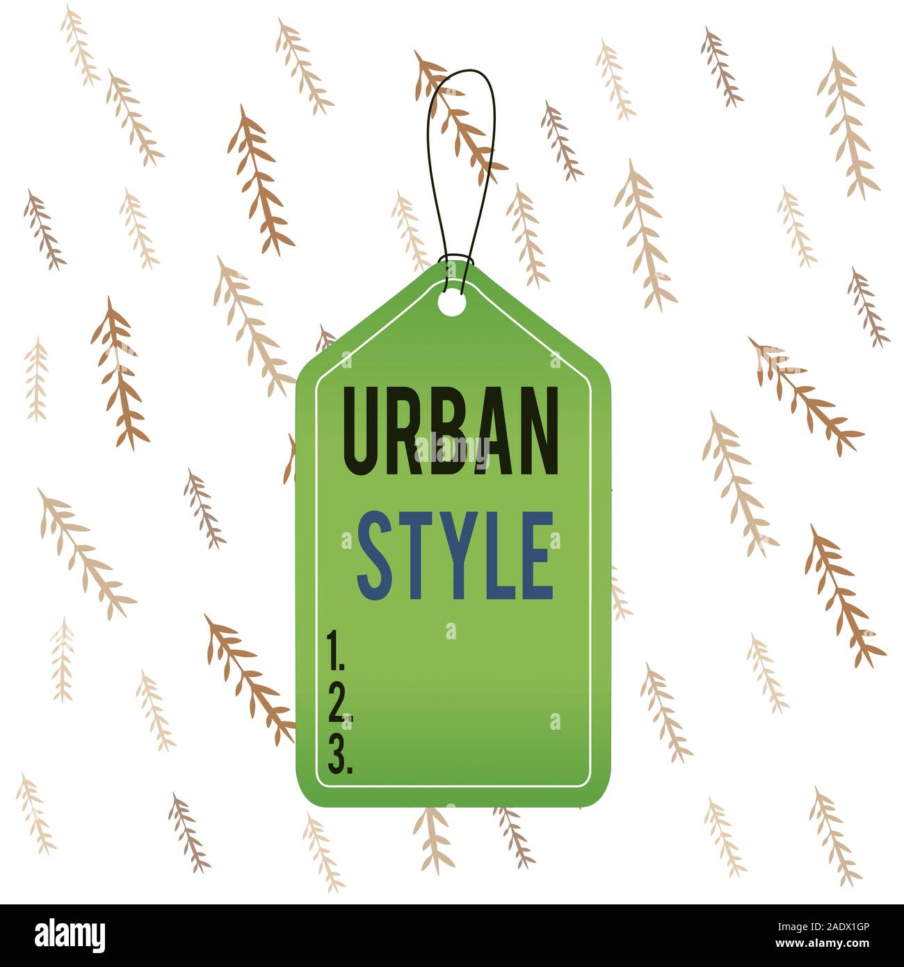 Handschrift text Urban Style. Konzeptionelle Foto Mode, die von der Basis streetwear leeren tag Leerzeichen bunten Hintergrund labe entstanden sind Stockfoto
