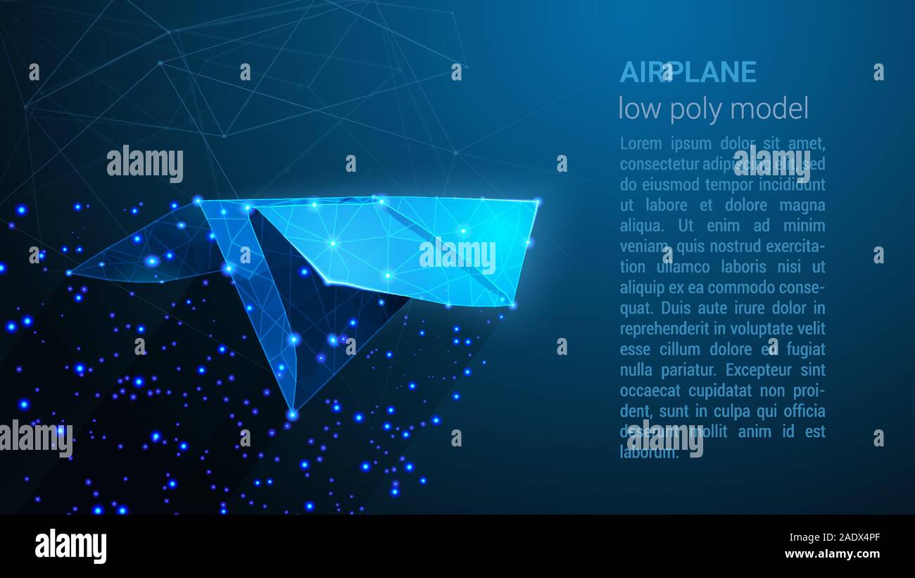 Flugzeug - Low Poly Drahtmodell Design. Digitale Vector Illustration Stock Vektor
