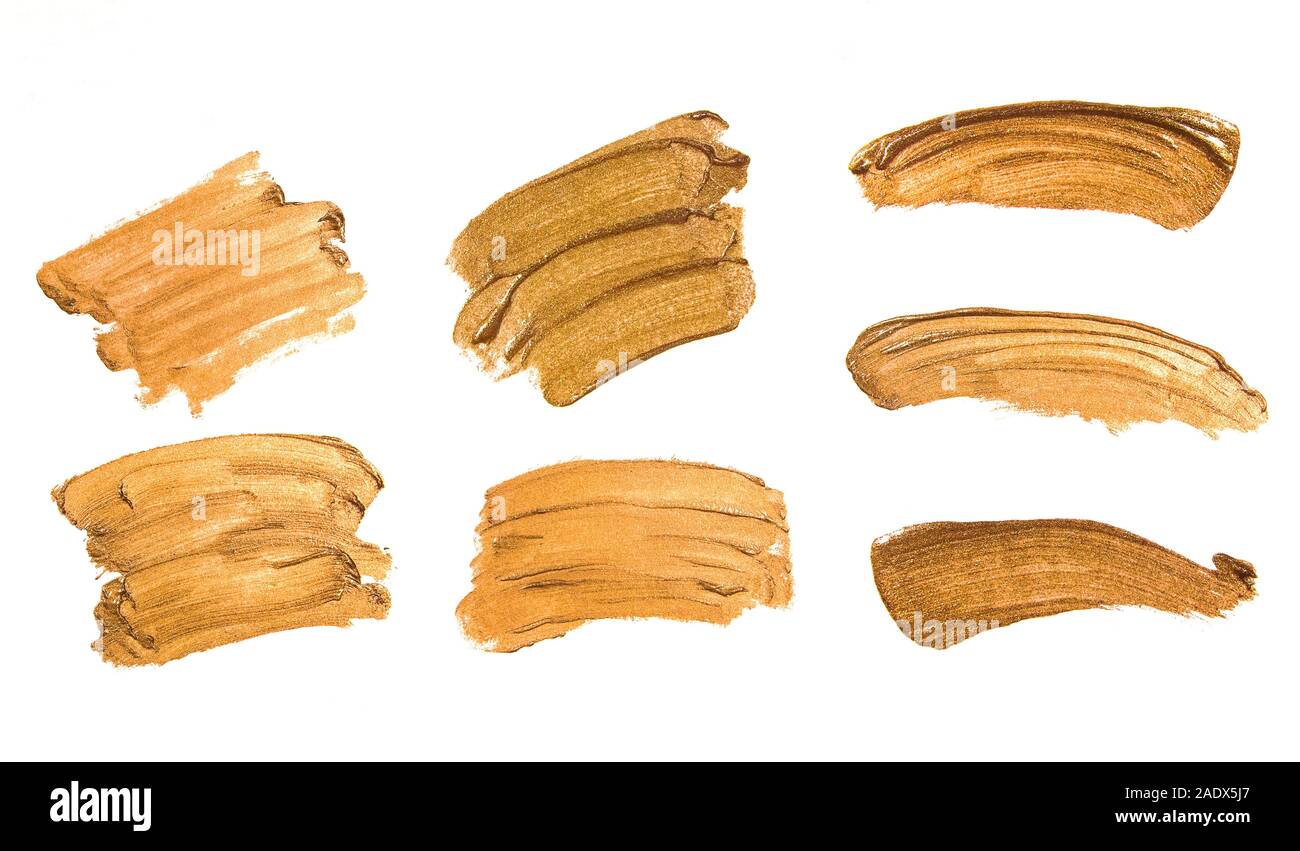 Der goldene Farbe Flecken, Spritzer und Anschläge. Stockfoto