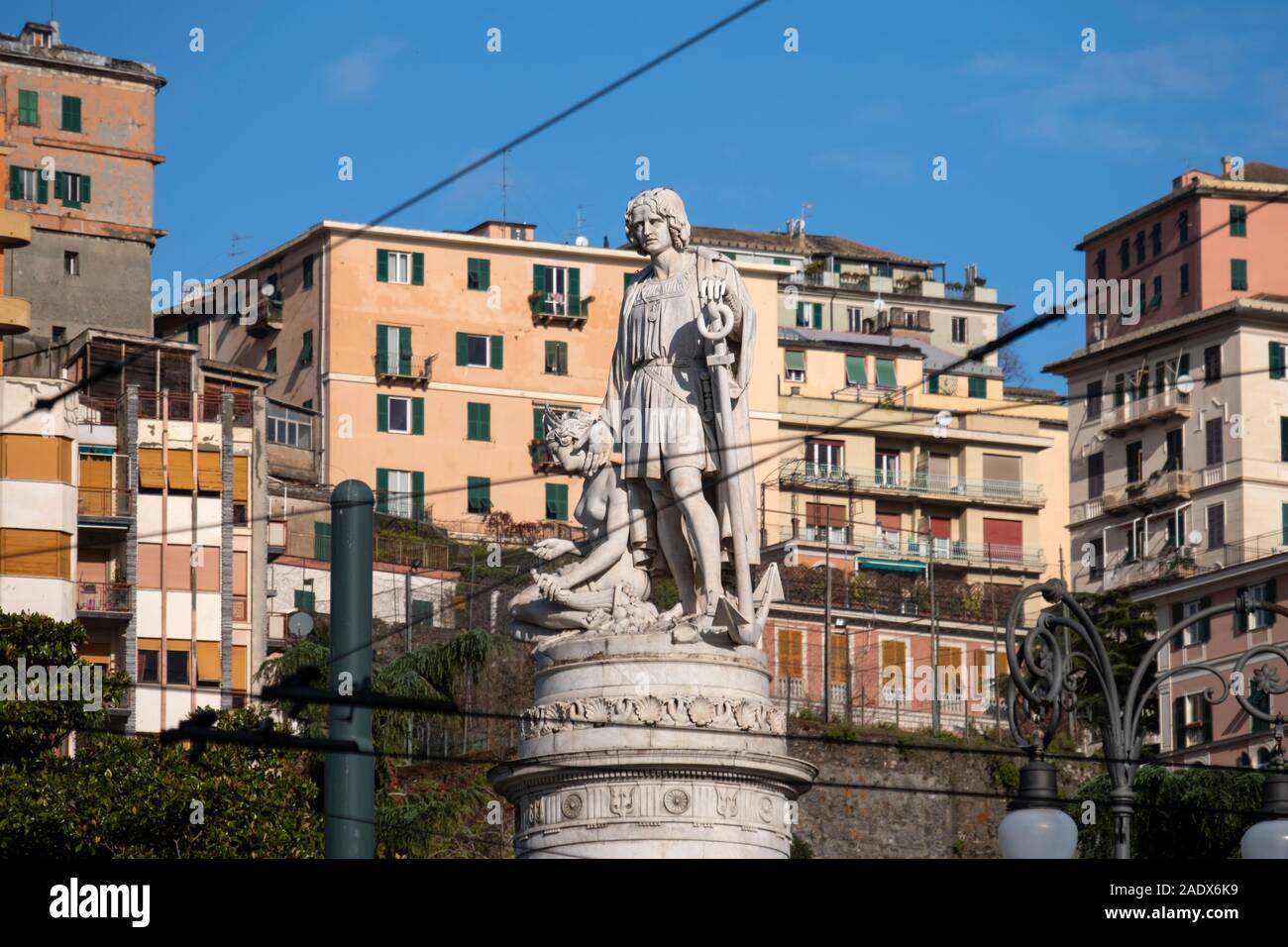 Denkmal von Christoph Kolumbus in Genua, Italien, Europa Stockfoto