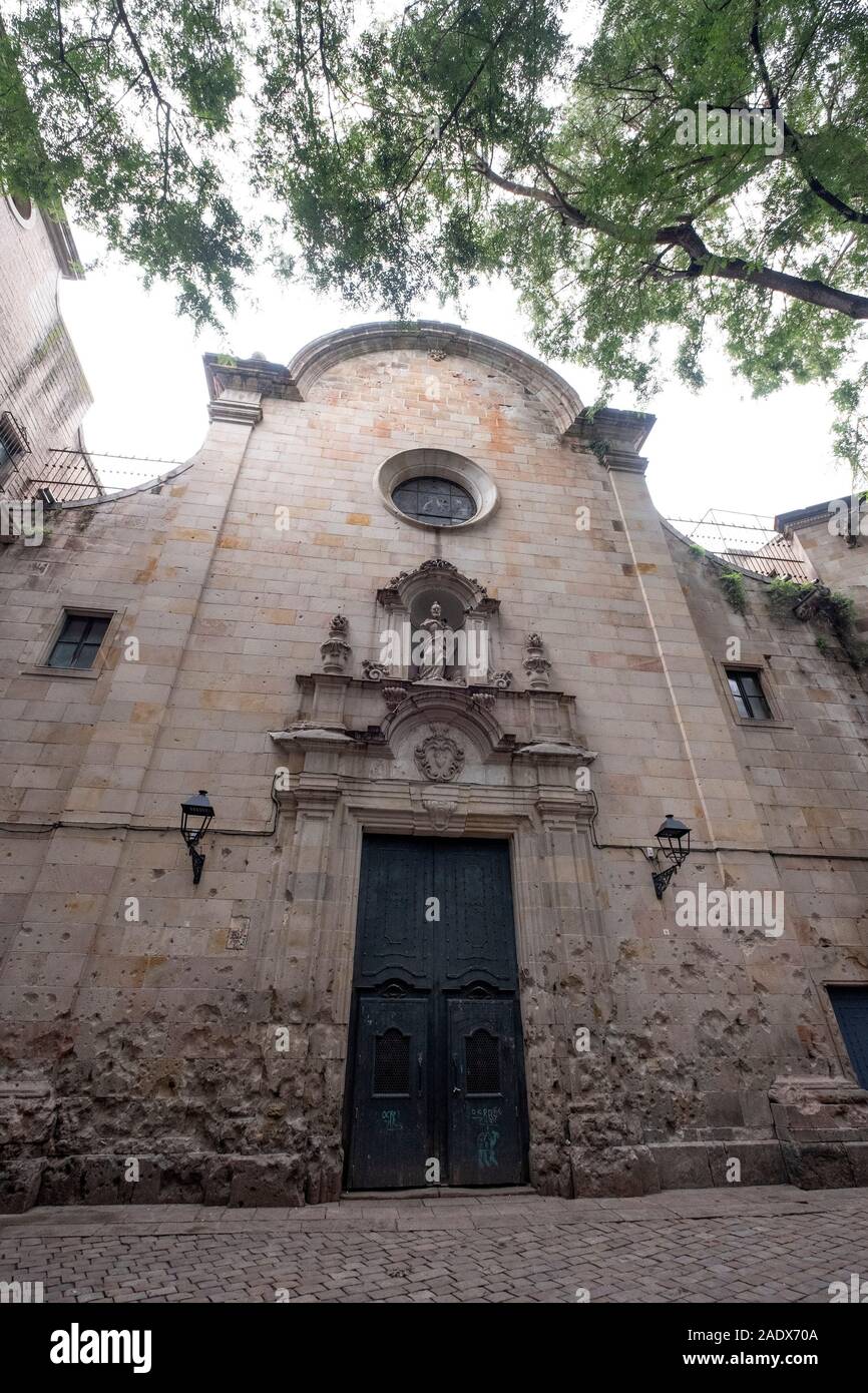 Kirche St. Felip Neri in der Plaça de Sant Felip Neri, Gotischen Viertel von Barcelona, Spanien, Europa Stockfoto