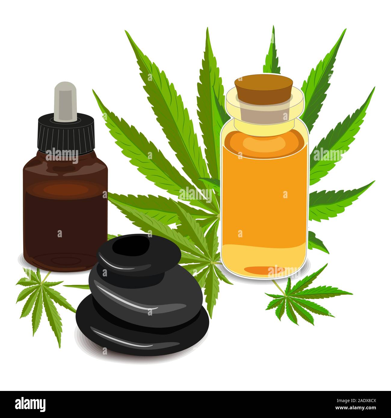 Die Formel von Hanf CBD. Strukturmodell der Moleküle Cannabidiol und Tetrahydrocannabinol. Medizinisches Cannabis. Medizinisches Marihuana, Vektor Stock Vektor