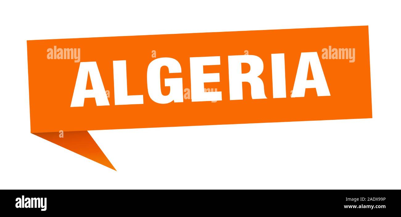 Algerien Aufkleber. Orange Algerien Wegweiser Zeiger Zeichen Stock Vektor