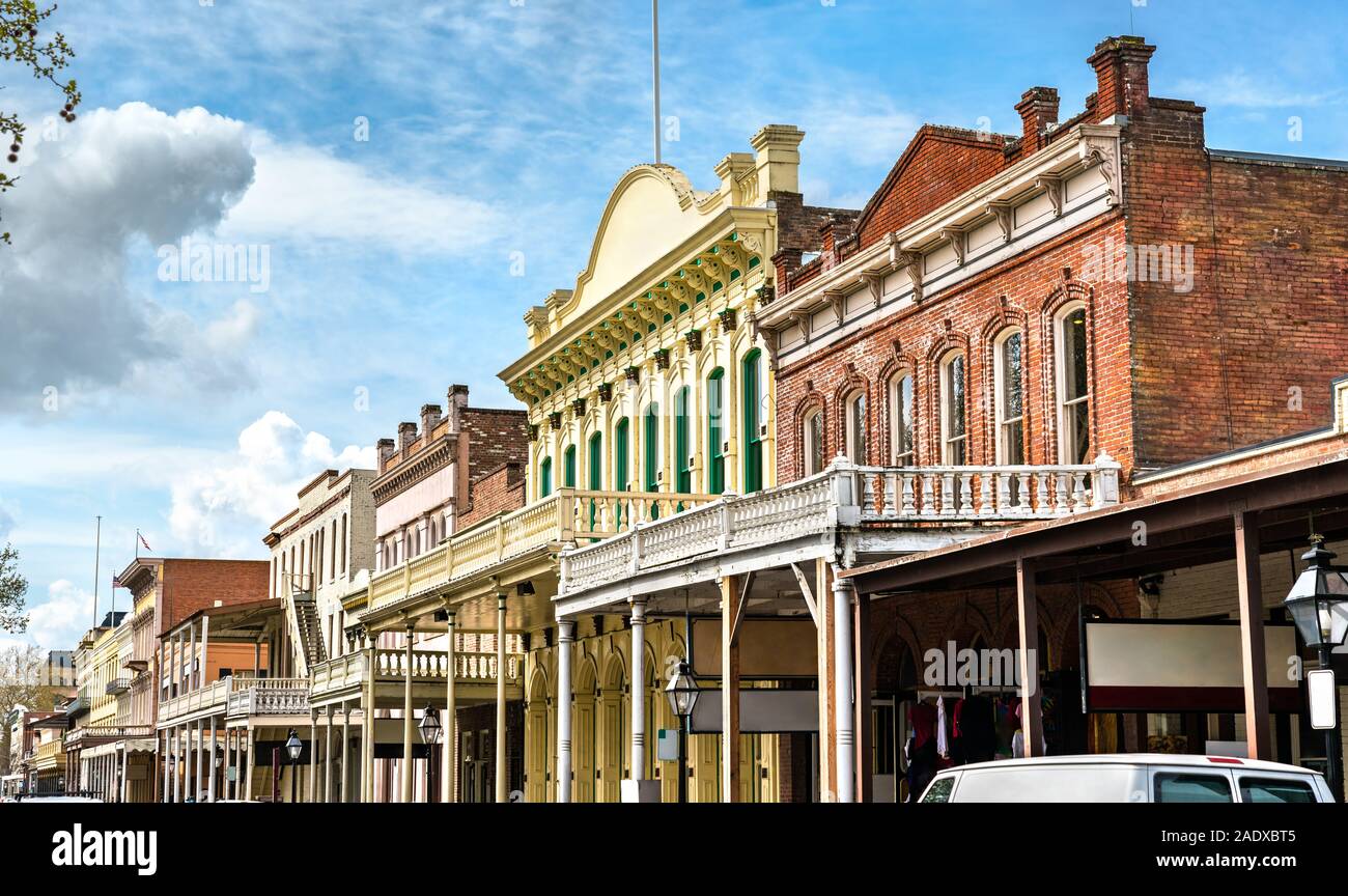 Altstadt von Sacramento Historic District in Kalifornien Stockfoto