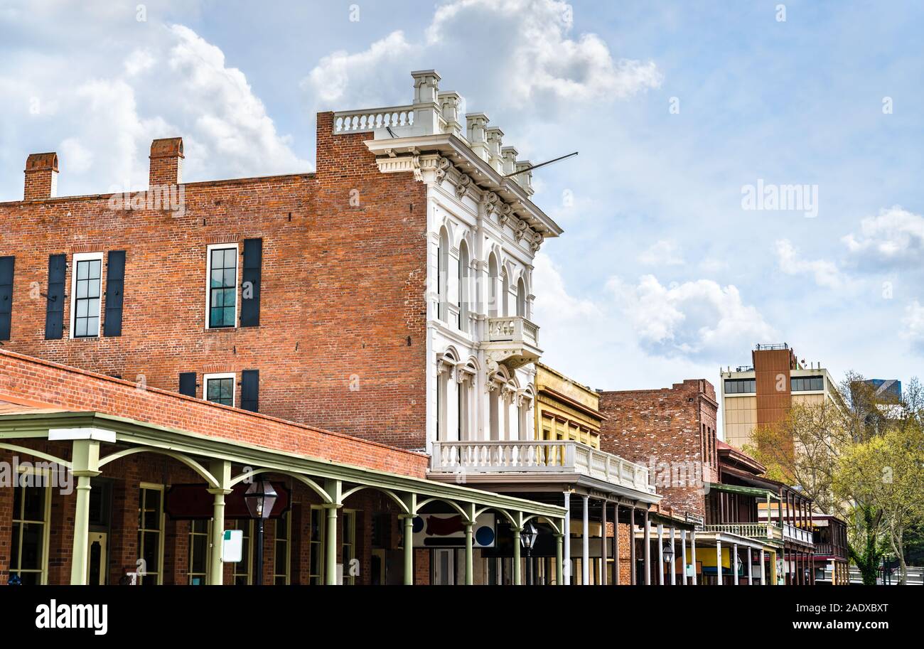 Altstadt von Sacramento Historic District in Kalifornien Stockfoto