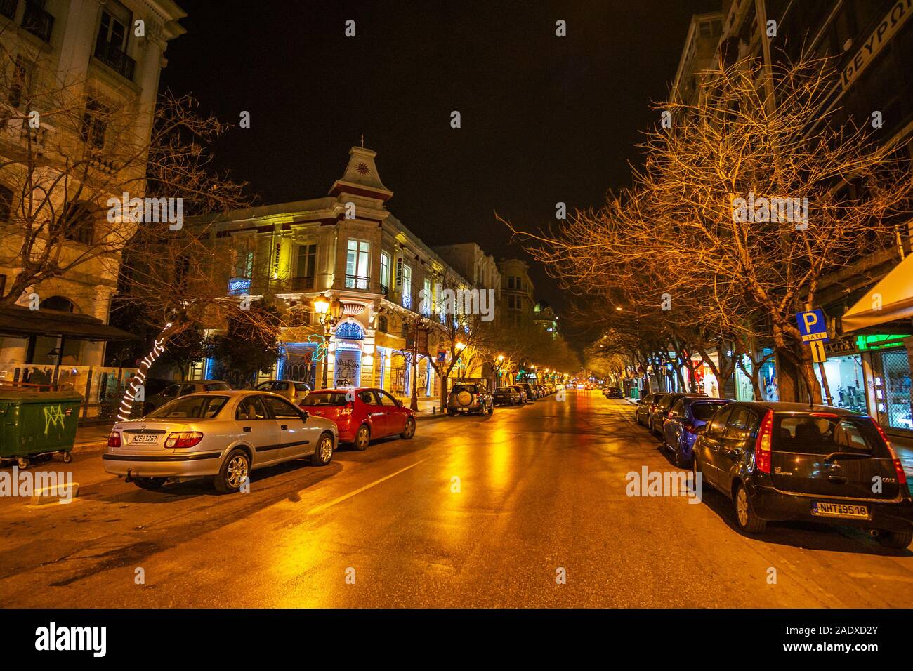 Die Stadt Thessaloniki Vibe während der Weihnachtszeit Stockfoto