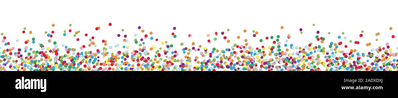 Vektor panorama Abbildung von verschiedenen farbigen Konfetti mit Gratis-Platz für Text zu Karneval, Silvester oder Party time auf weißem Hintergrund Stock Vektor