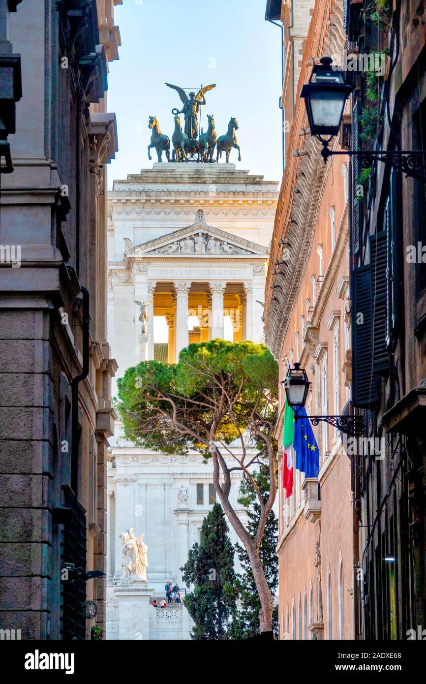 Altare della Patria aus Via Doria, Rom Italien Stockfoto
