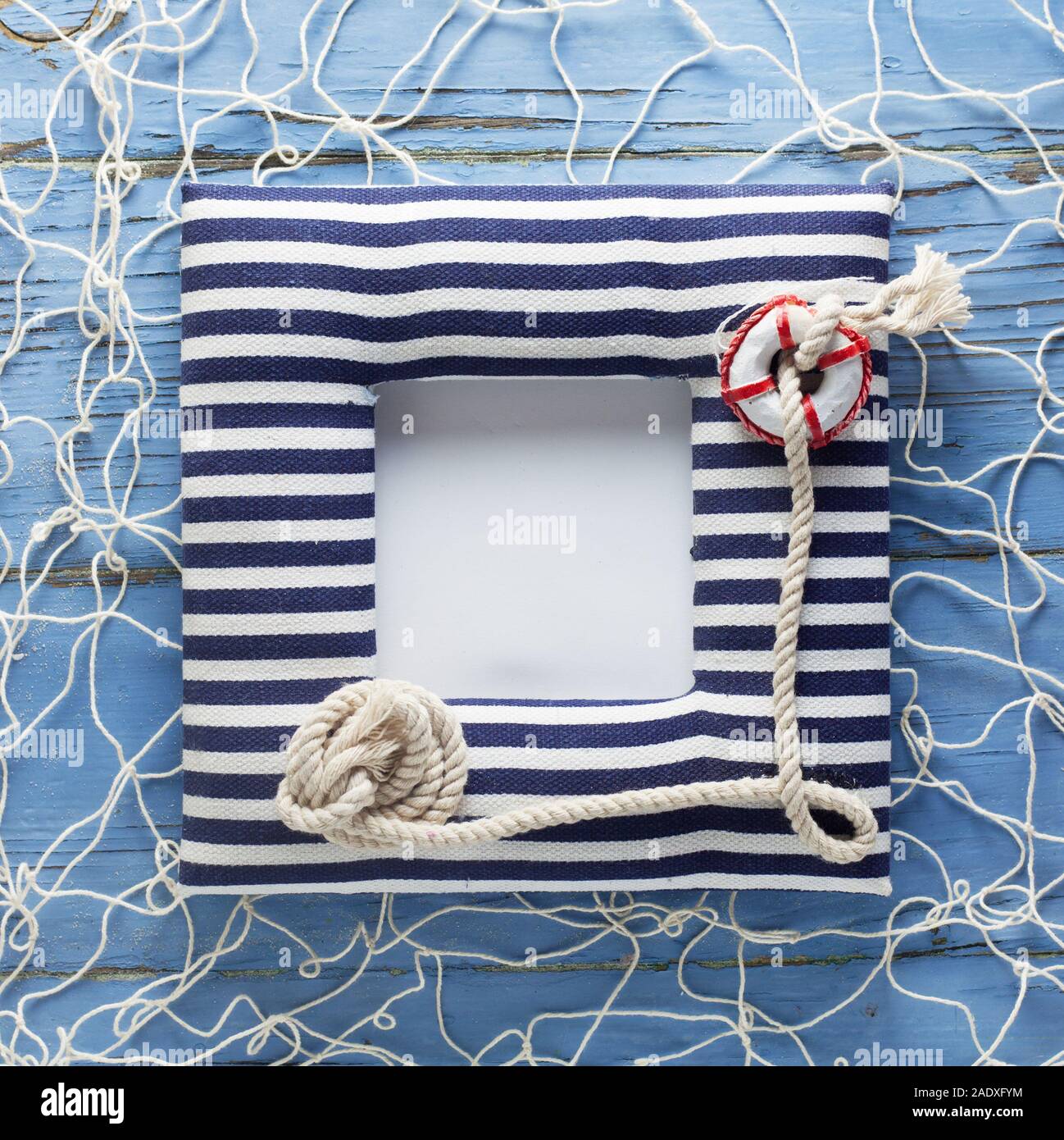 Maritime Hintergrund mit einem Bilderrahmen Stockfoto