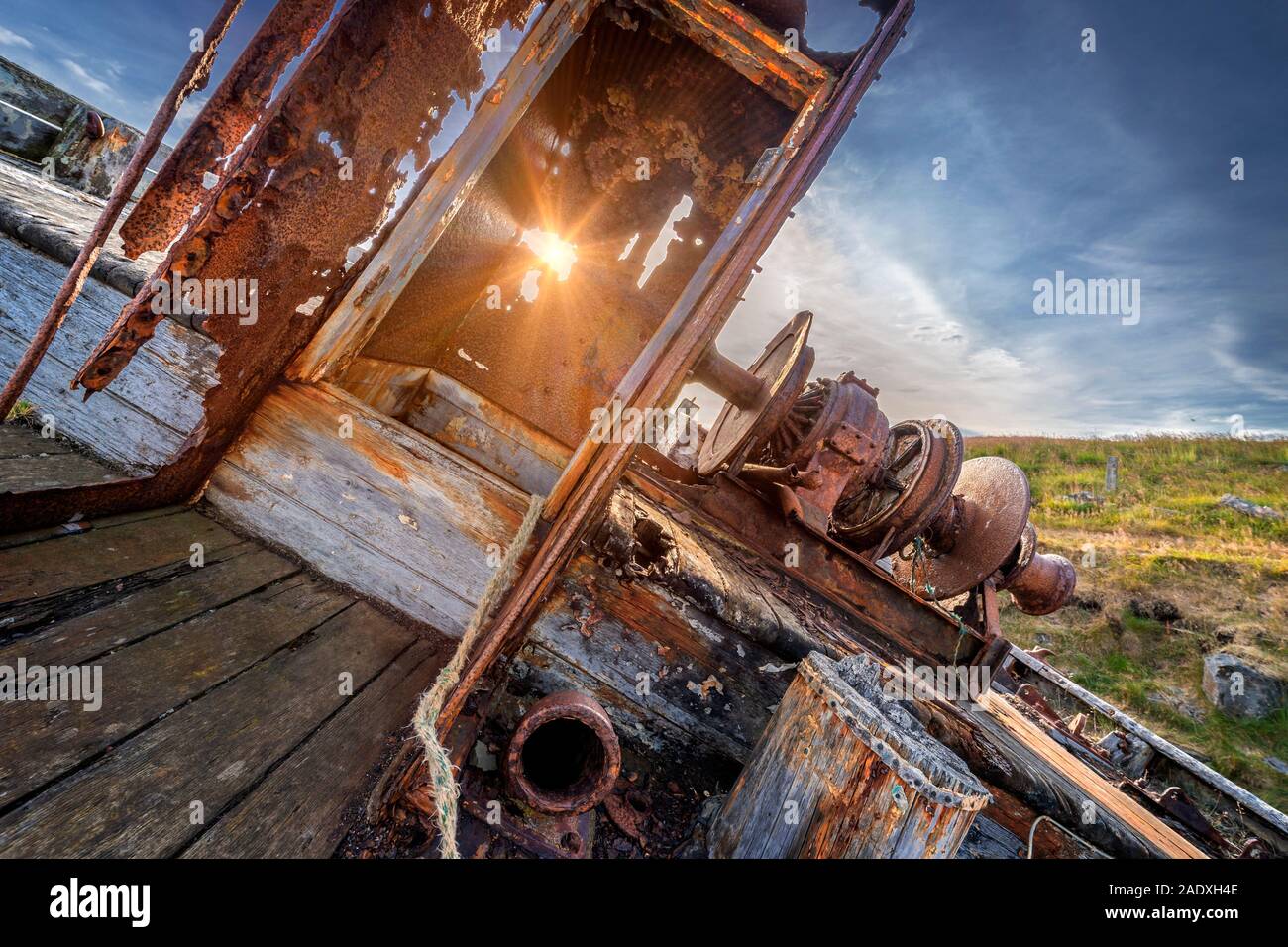 Altes Fischerboot, Insel Flatey, Westfjorde, Island Stockfoto