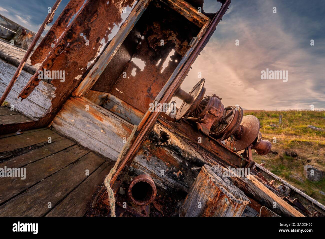 Altes Fischerboot, Insel Flatey, Westfjorde, Island Stockfoto