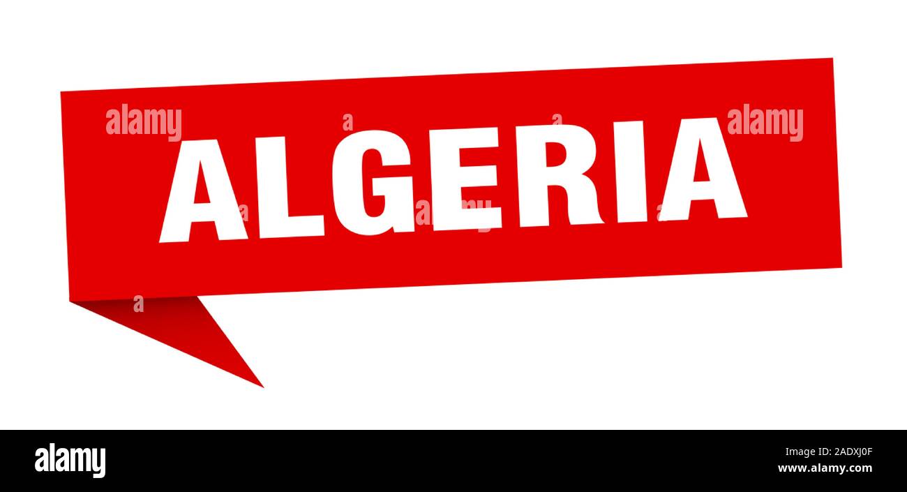 Algerien Aufkleber. Red Algerien Wegweiser Zeiger Zeichen Stock Vektor