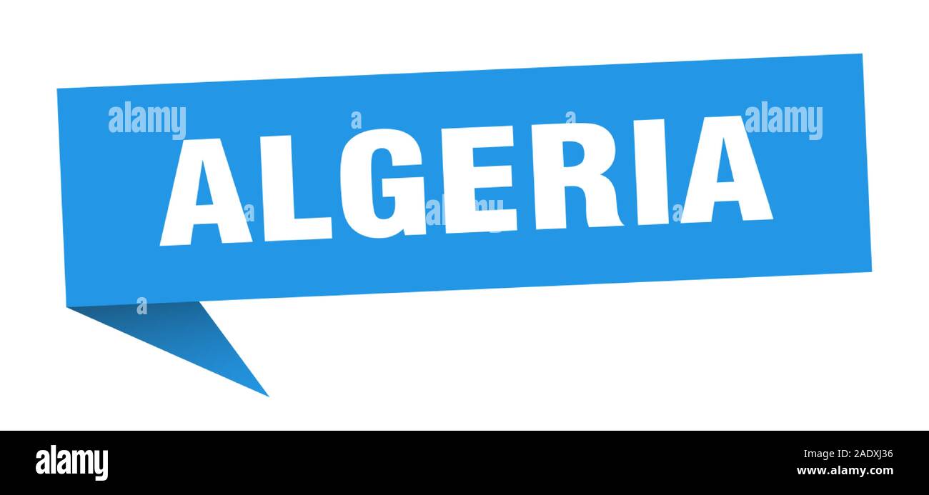 Algerien Aufkleber. Blau Algerien Wegweiser Zeiger Zeichen Stock Vektor
