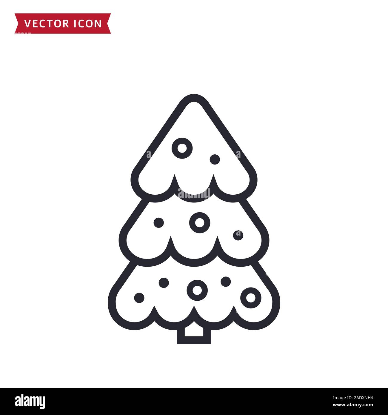 Christmas tree Symbol Leitung. Schwarzer umriss Symbol auf weißem Hintergrund. Vector Illustration für Weihnachten oder Neujahr Design. Stock Vektor