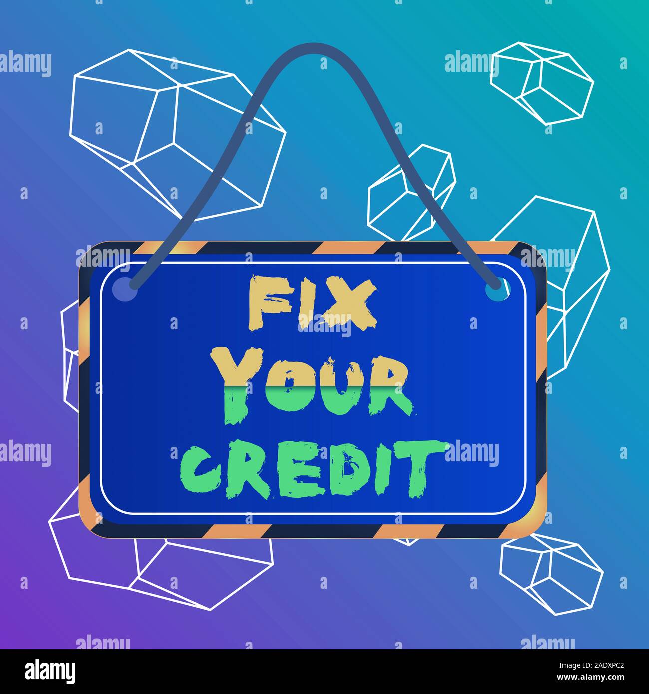 Wort schreiben Text Fix Ihre Kreditkarte. Business foto Präsentation Salden auf Kreditkarten und anderen Kreditinstituten angebracht string Farbe schwarz Yell niedrig halten. Stockfoto