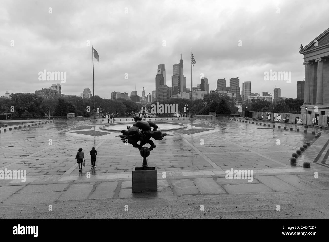Blick auf die Stadt vom Haupteingang des Philadelphia Museum of Art, Philadelphia, Philadelphia, Pennsylvania, USA Stockfoto