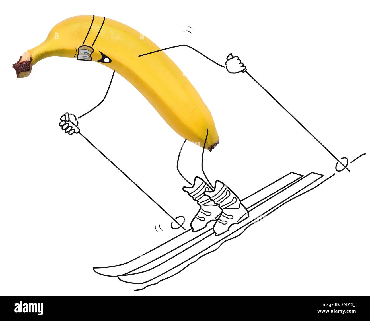 Banane mit Zeichentrickfiguren Stockfoto