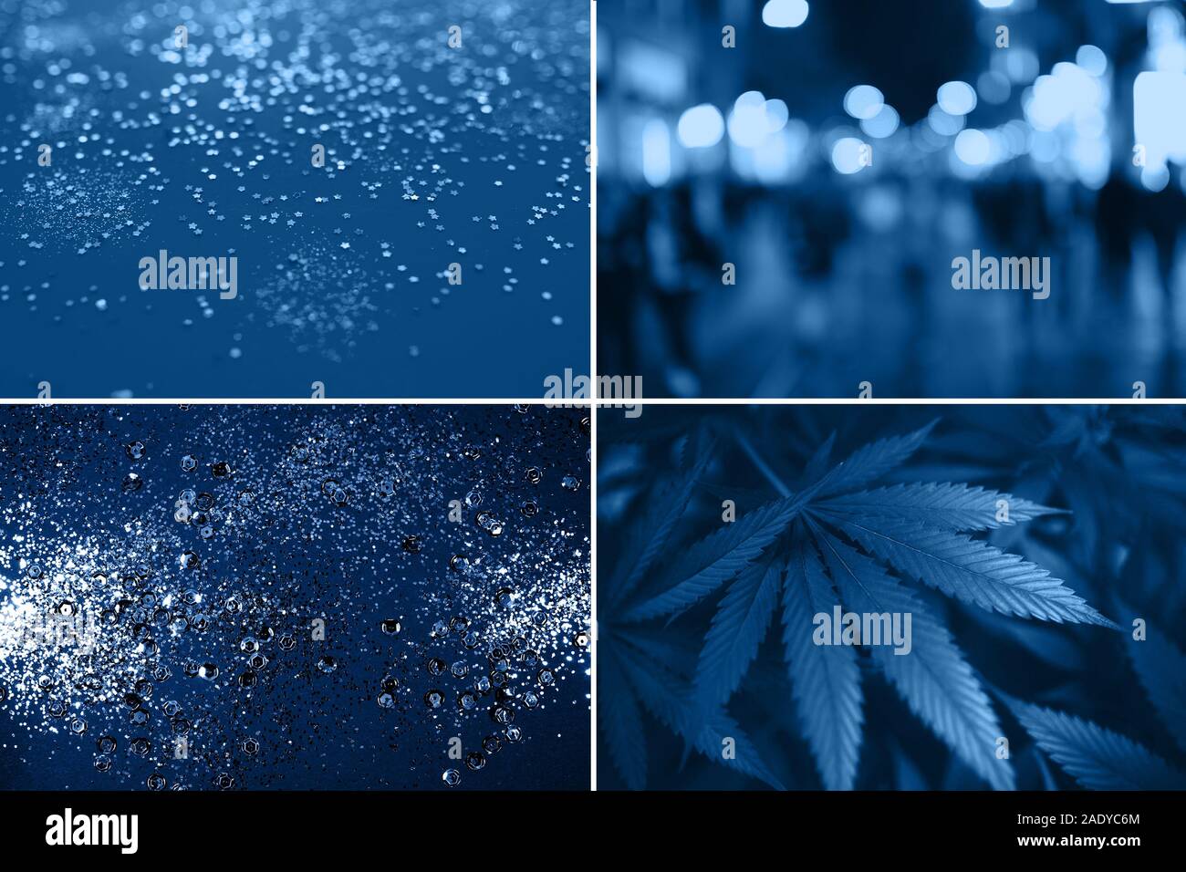 Kreative collage die Farben des Jahres. Blue Zusammenfassung Hintergrund Stockfoto