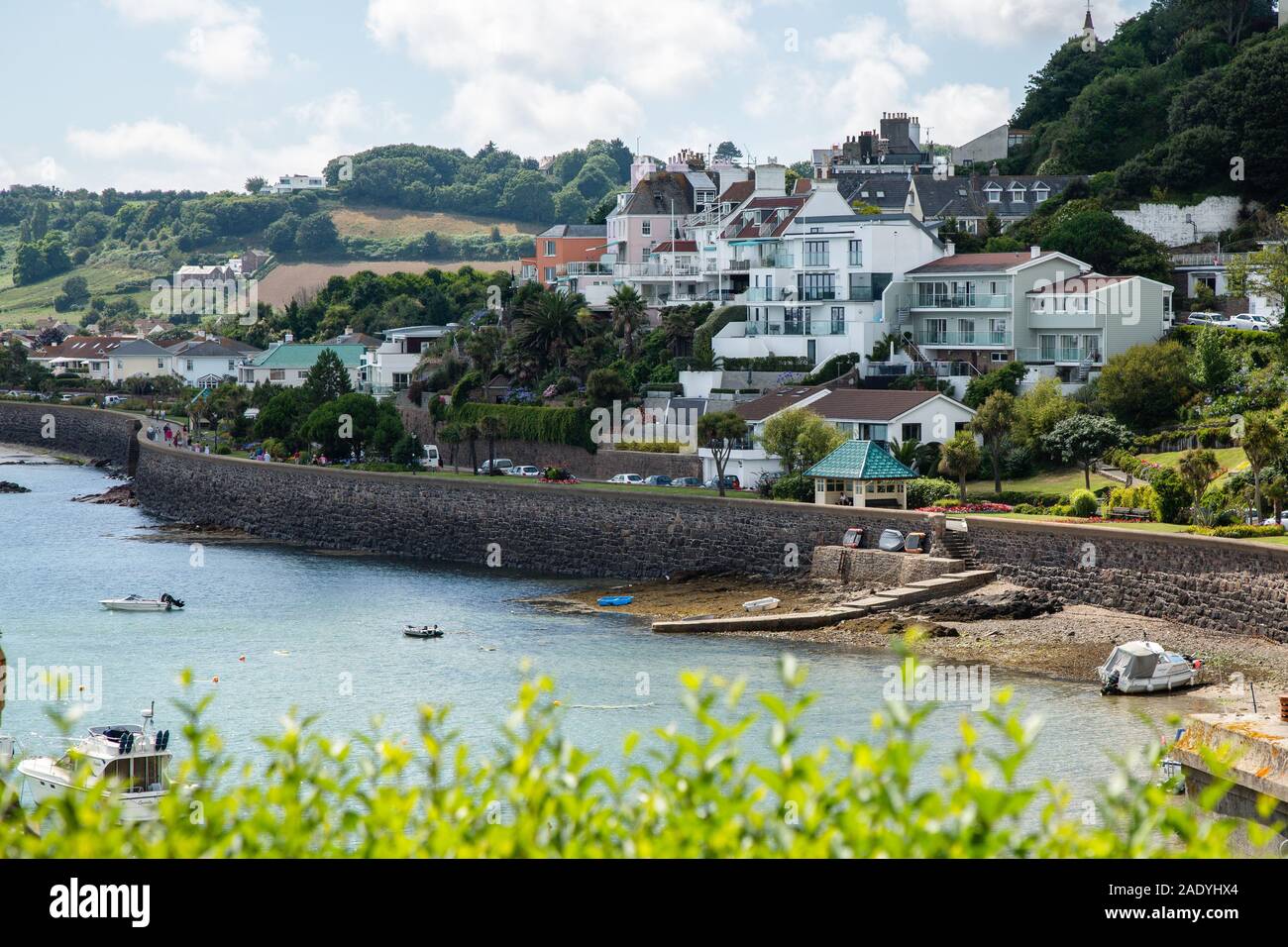 Blick vom Mont Orgueil Castle, Jersey, Channel Islands Stockfoto