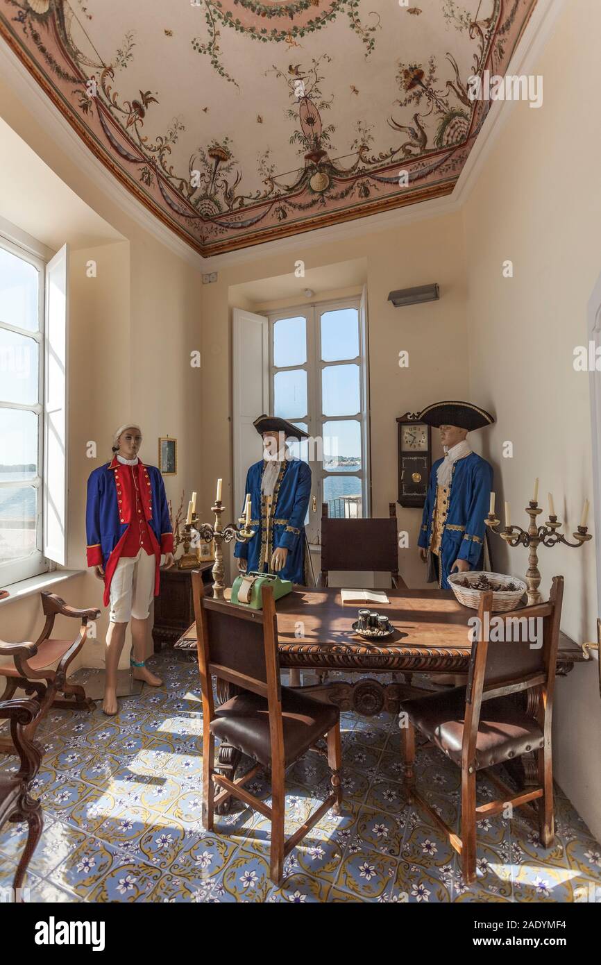 Casina Vanvitelliana, Royal Hunting Lodge, 1764 von Luigi Vanvitelli, Interieurs, See Fusaro, Bacoli, Pozzuoli, Napoli, Kampanien, Italien, EU Stockfoto