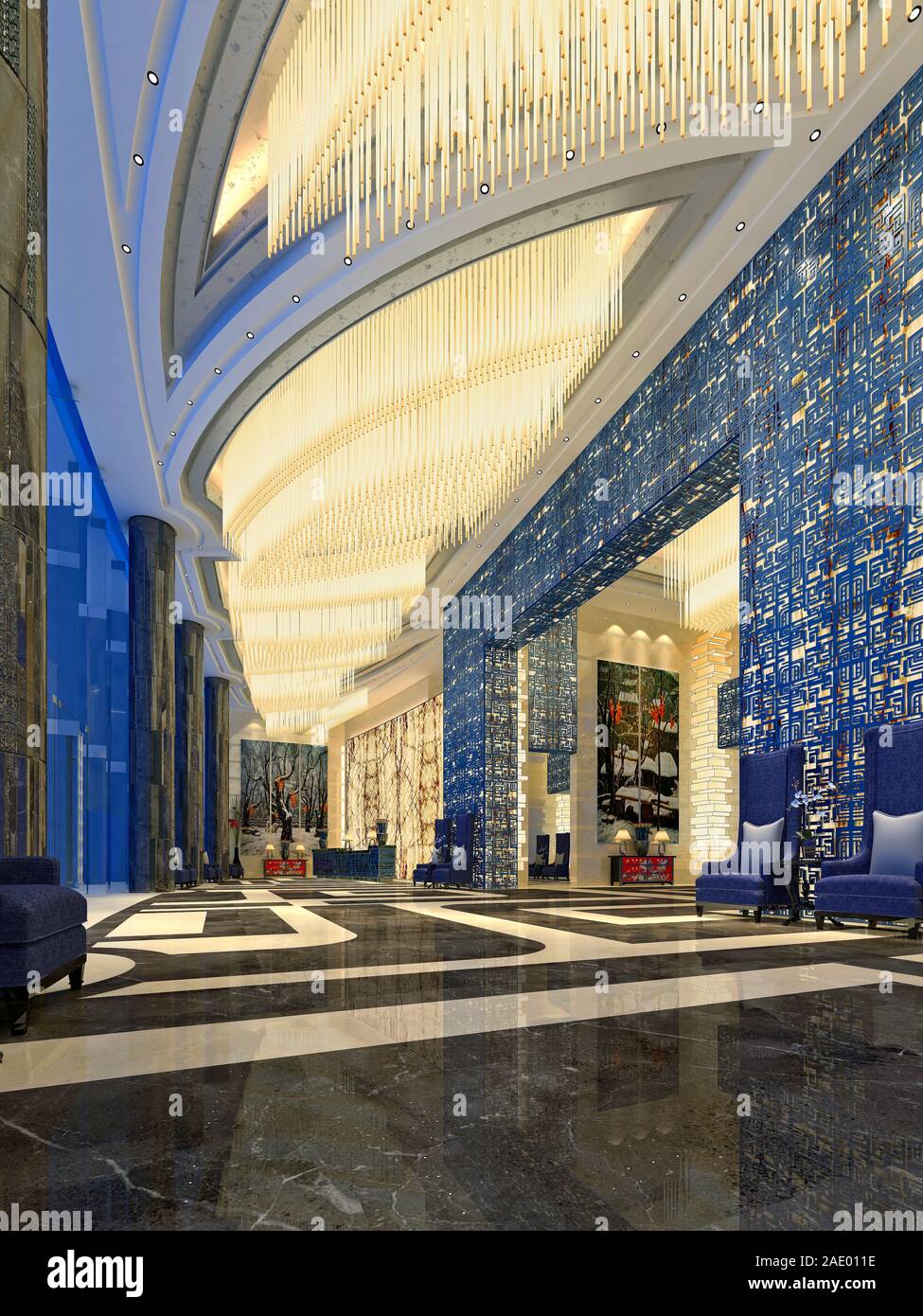 3D-Render luxus hotel Rezeption Stockfoto