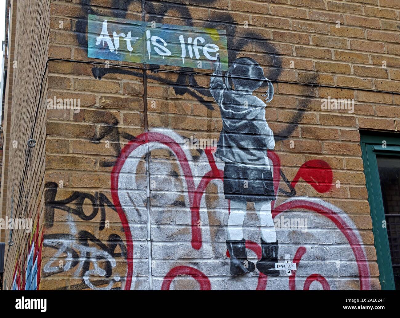 Kunst ist Leben, Malerei, Graffiti, Brick Lane, eastend, London, England, Großbritannien, E1 Stockfoto