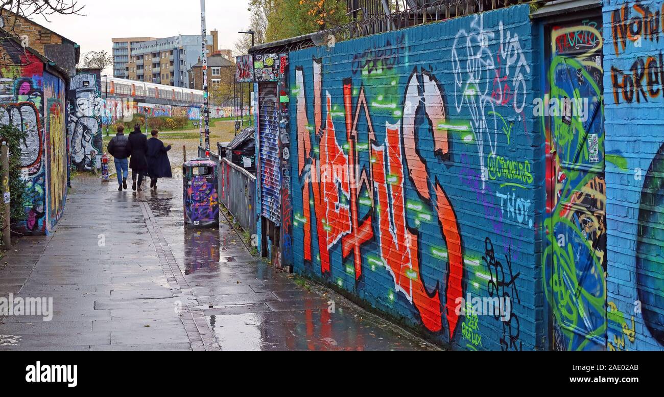 Brick Lane, Kunst und Graffiti, Shoreditch, Tower Hamlets, East End, London, South East, England, Großbritannien, E1 6QL Stockfoto