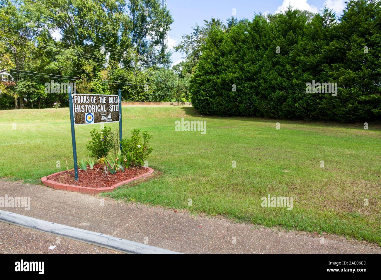 Gabeln der Straße historische Ort Natchez am südlichen Ende von den Natchez Trace entfernt ist die älteste Stadt am Mississippi Stockfoto