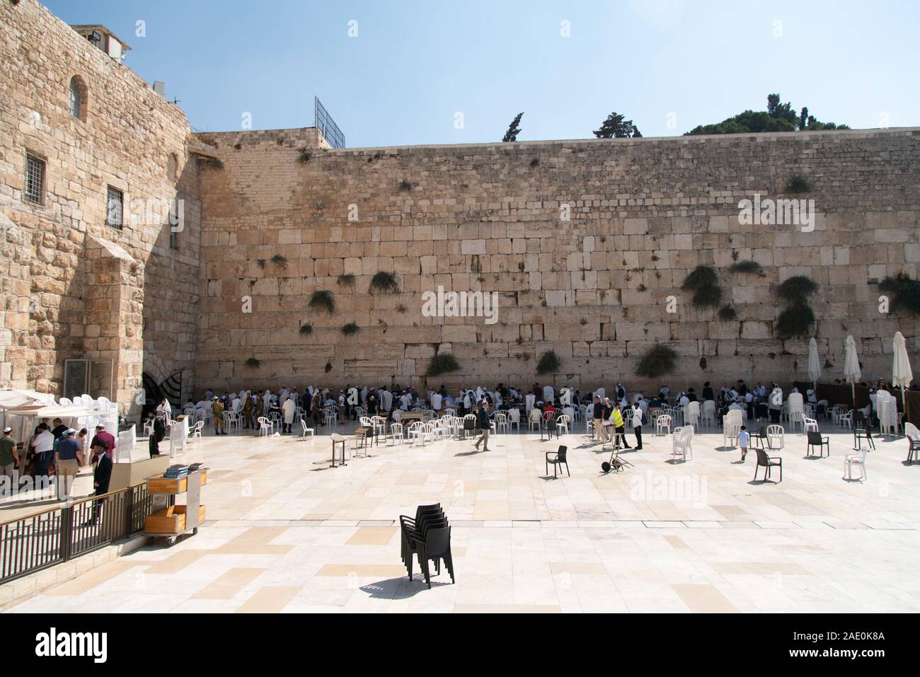 JERUSALEM, ISAREAL: September 2019 - Weiße Betrachtungswinkel der Walling Mauer in der Altstadt von Jerusalem Stockfoto